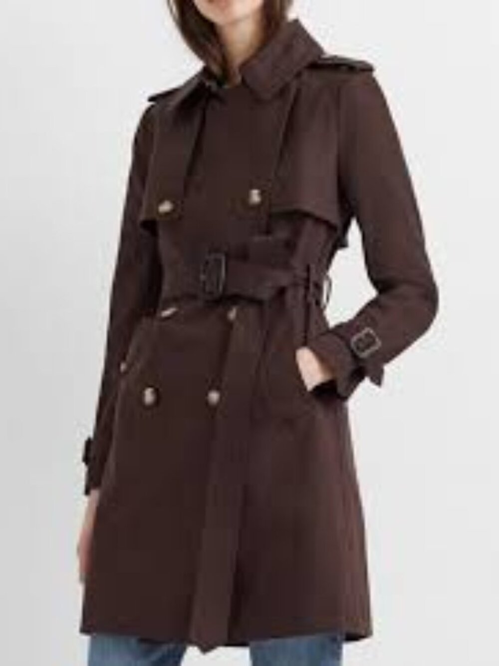 Club Monaco Matie Trench Coat in Chocolate Brown